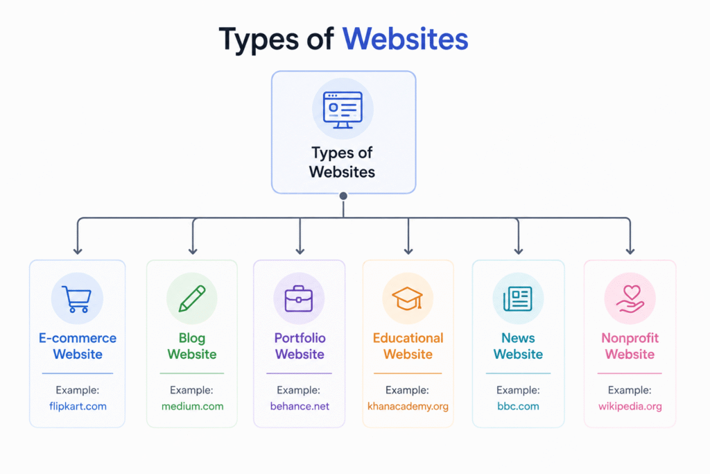 Types of websites infographic