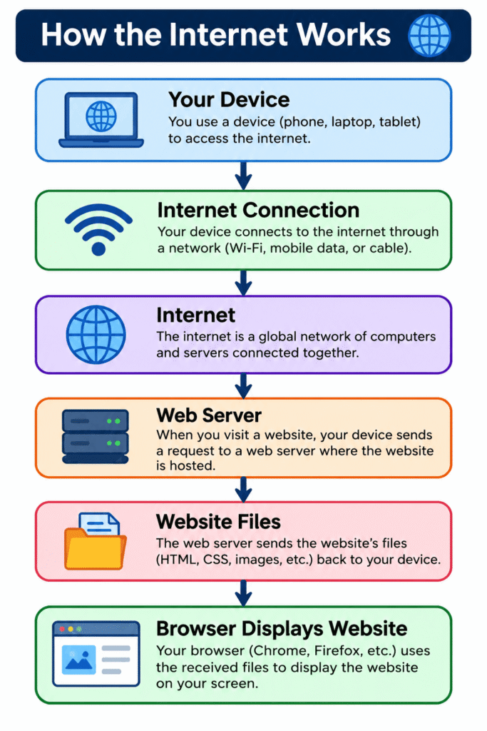 How the internet works: device to browser.