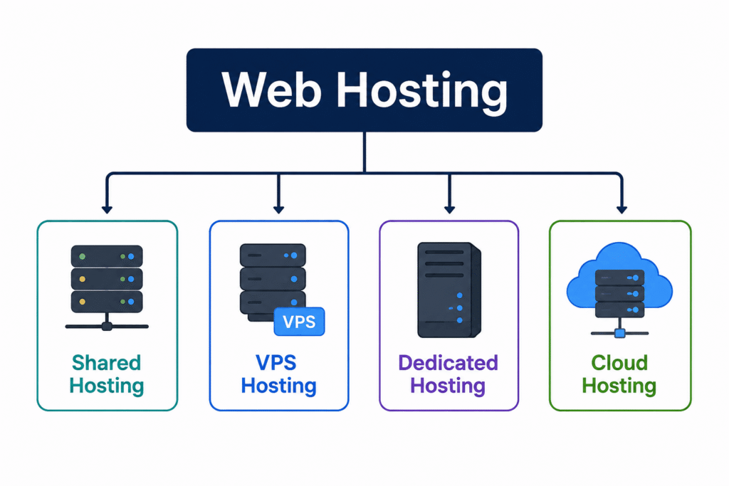 types of web hosting diagram