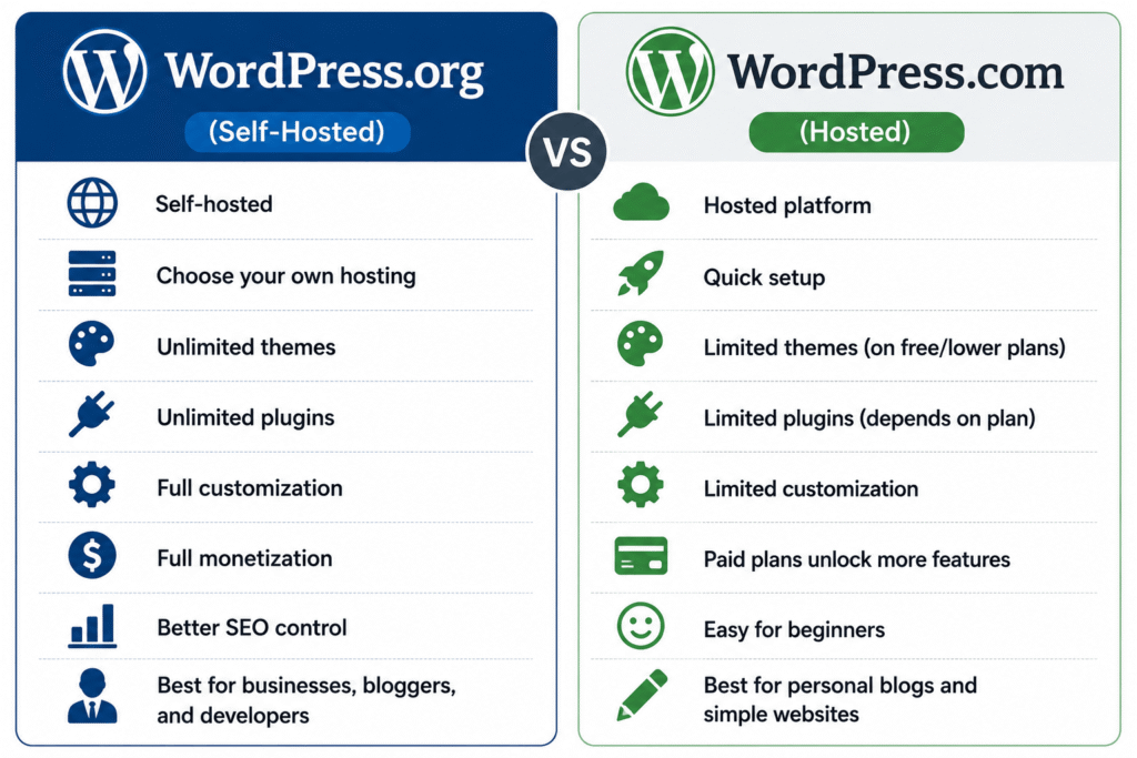 WordPress.org vs WordPress.com comparison