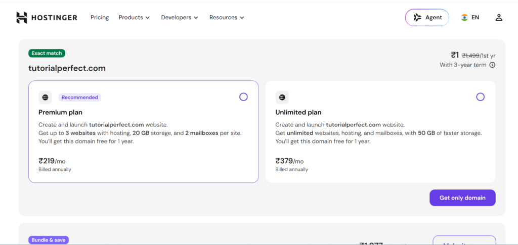 Hostinger Premium and Business Web Hosting plans comparison for beginners
