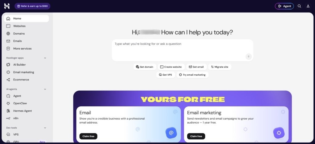 Hostinger dashboard