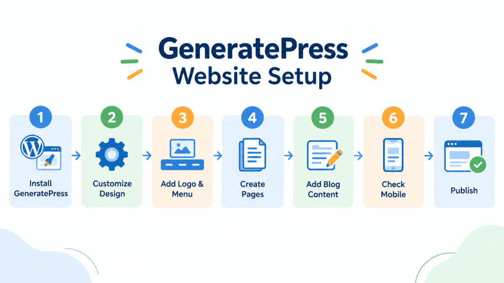 GeneratePress WordPress website setup workflow