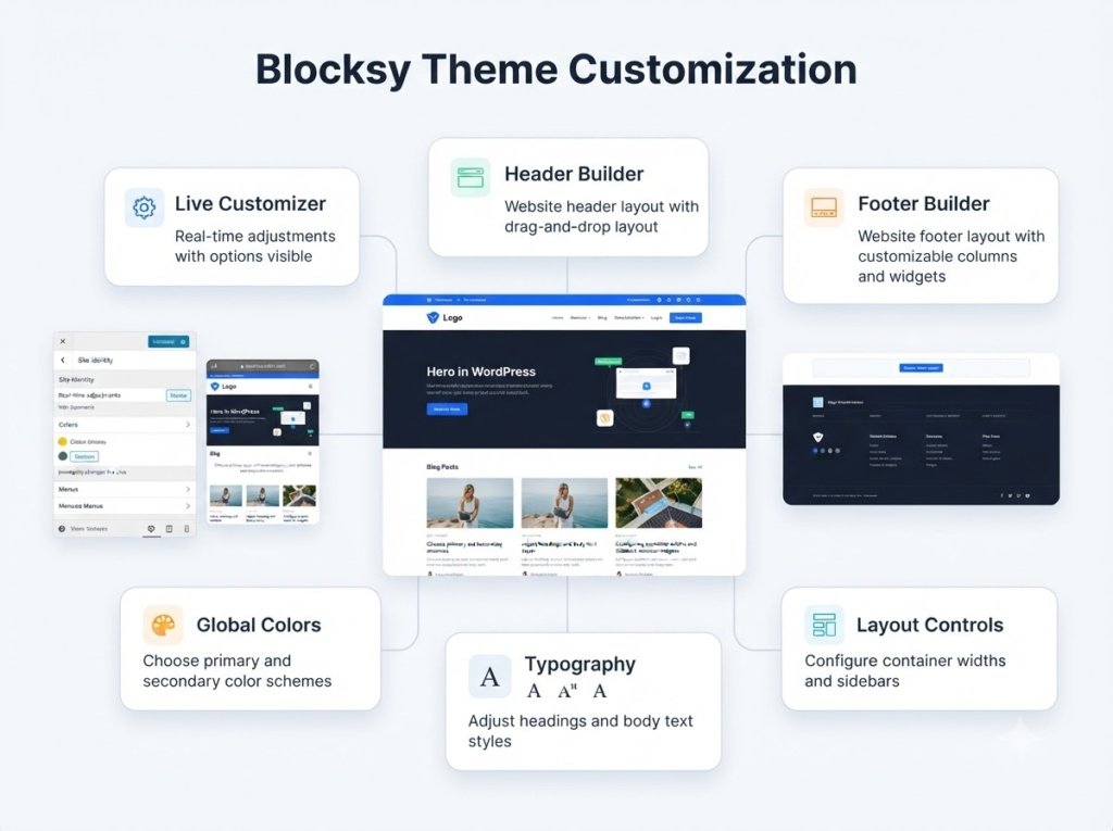 Blocksy theme customization features