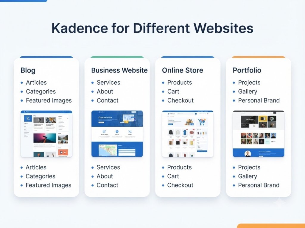 Kadence theme for different websites