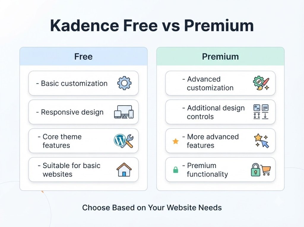 Kadence free vs premium comparison