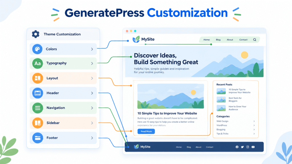 GeneratePress theme customization options