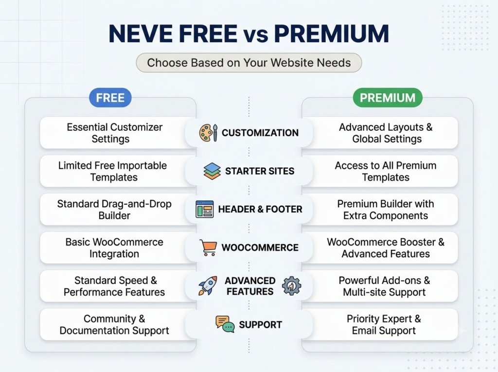 Neve free vs premium comparison